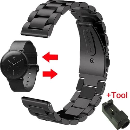 20mm black Bracelet for Xiaomi Mijia Quartz Watch Strap men&women Wrist Metal Stainless Steel for Xiaomi Mijia Quartz Watch Belt