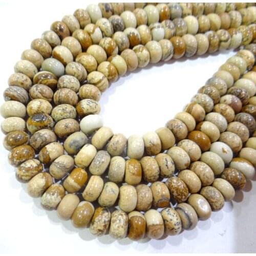 Wholesale Natural stone picture jaspers Rondelle Beads 4*6mm 5*8mm Spacer Beads For Jewelry Making Bracelet Accessories