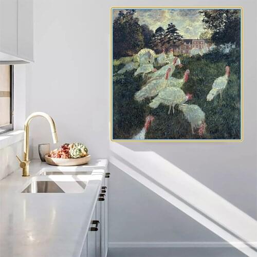Citon Claude Monet《The Turkeys,1876》Canvas Art Oil Painting Artwork Poster Picture Modern Wall Decor Home Living room Decoration