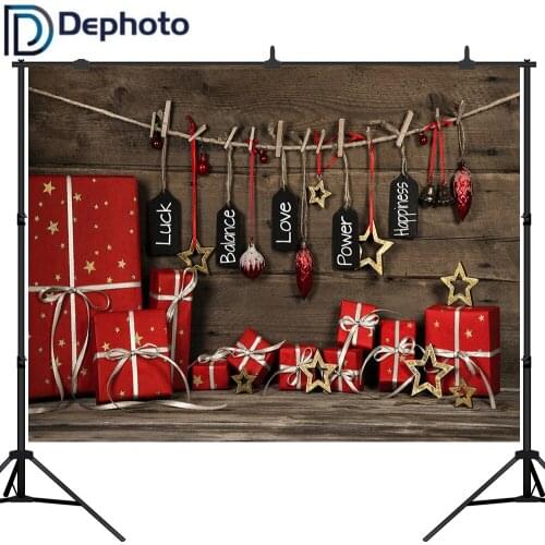Dephoto Photography Backdrop Christmas Gift Box Wooden Walls Decoration Background Photophone Photocall Photo Studio Shoot Props