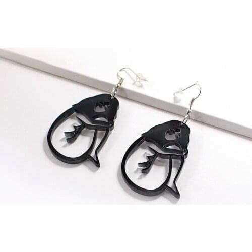 ZiccoWong Fashion Exaggerate Acrylic Black Frizzy Girl Long Dangle Earring For Women Unique Design Crying Girl Drop Jewelry