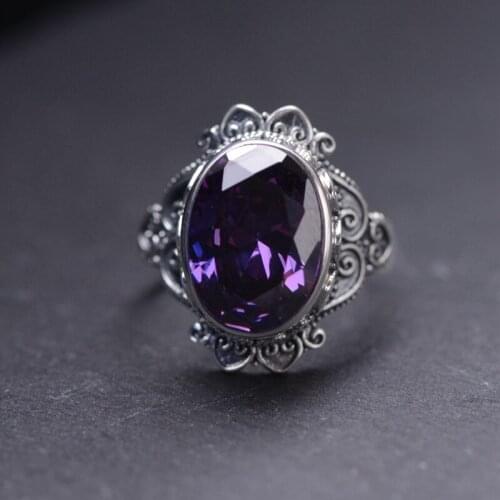 FNJ 925 Silver Ring for Women Jewelry 100% Original Pure S925 Sterling Silver Ring Purple Yellow Cubic Zircon