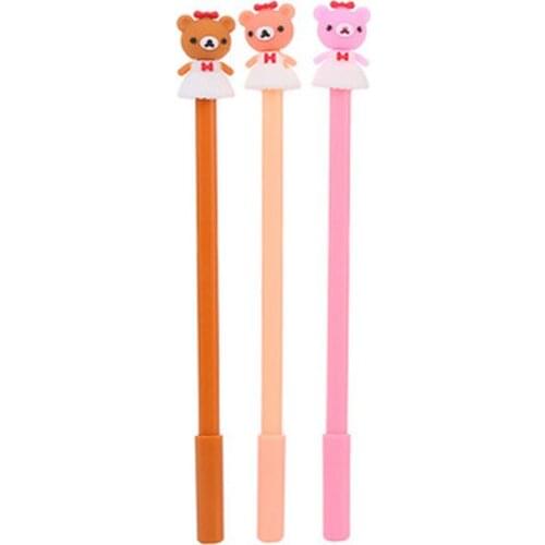 Rilakkuma Gel Pens 0.5mm Kawaii Stationery Cartoon Cute Pens Novelty Gel Pen Black Writing Pen Stationery Kawaii School Supplies