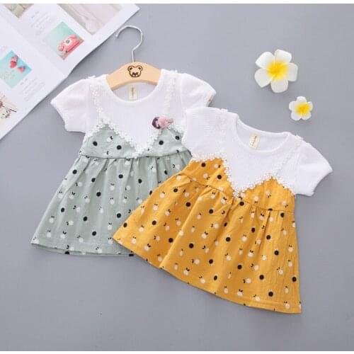 Summer Fashion Children Girls Casual Clothing Suits Baby Printing Cartoon Short Sleeve Dress Toddler Cotton Colthes Sportswear