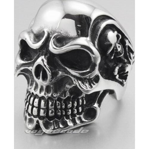 LINSION Huge 316L Stainless Steel Titan Skull Skeleton Men Biker Rock Punk Ring 3A001