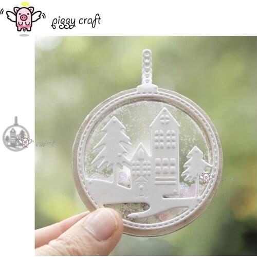 Piggy Craft metal cutting dies cut die mold Christmas Ring Tag Tree House Scrapbook paper craft knife mould blade punch stencils