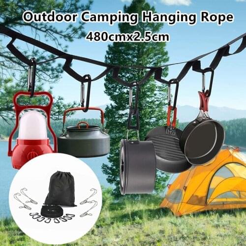 Multifunctional Hanging Camping Rope Outdoor Hiking Tent Pendant Lamp Straps Canopy Clothesline