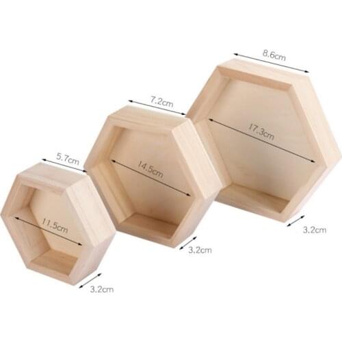 Solid Wood Hexagonal Jewelry Display Tray Necklace Earring Polygonal Jewelry Organizer Storage Box hot