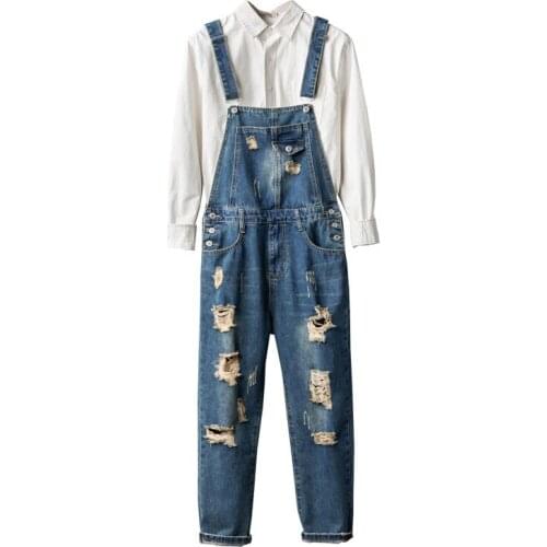 Mens Denim Overalls, Retro Denim Overalls, Ripped Beggar pants, Mens Nine-point lattice Suspenders, feet pants, Mens jeans