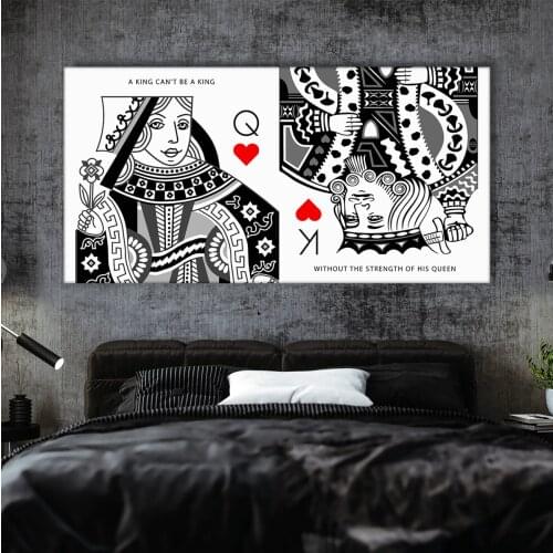 Black Queen King Poker Quotes Nordic Poster Wall Pictures For Living Room Posters And Prints Wall Art Canvas Painting Unframed