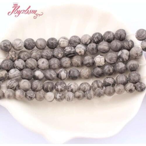 Natural Map Stone Genuine 6/8mm Round Loose Spacer Stone Beads For DIY Necklace Bracelats Jewelry Making Strand 15"