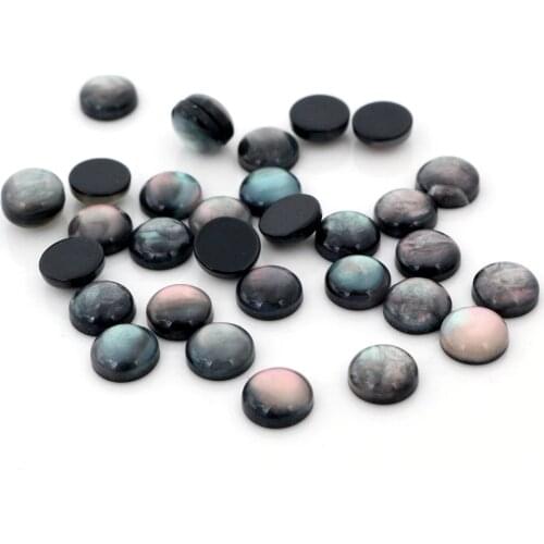 New Fashion 40pcs 8mm Black Dream Colors Flat Back Resin Cabochons Cameo V6-28