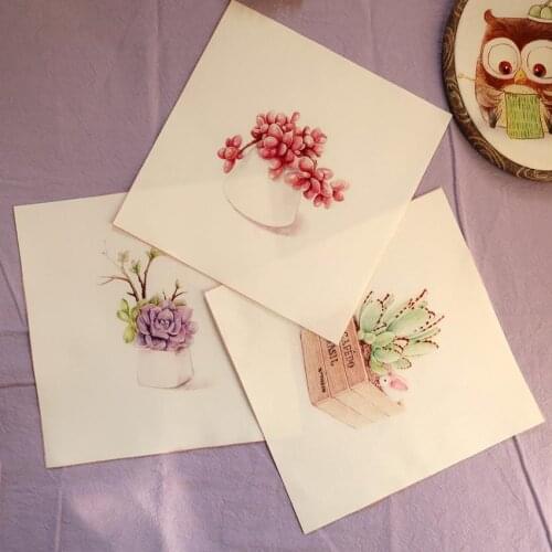 2018 New 20*20cm 9pcs mixed Cotton Linen canvas Fabric Succulent plants Series patchwork Cloth diy decora frame painting SL-95