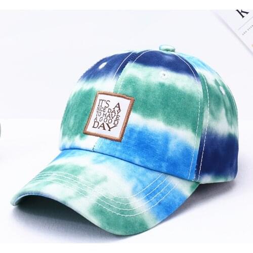 Autumn unisex cotton casual baseball caps Tie dye Sport hat Printed casquette with patch logo