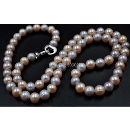 Natural 26 inch length Natural pink purple Freshwater pearl necklace