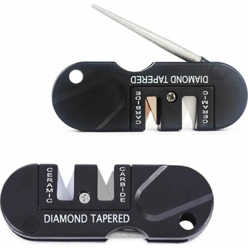 Portable Pocket Knife Sharpener,Multifunction Foldable Sharpening Stone 3 Stages Ceramic Carbide Urvival Hunting Fishing Camping