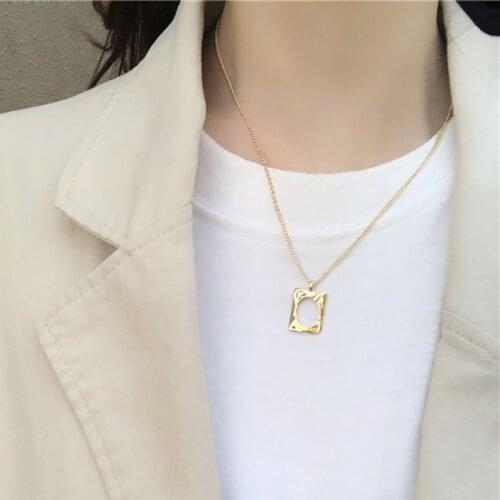Simple Gold Silver Color Chain Hollow Geometric Square Choker Necklaces Women Minimalist Chocker Jewelry