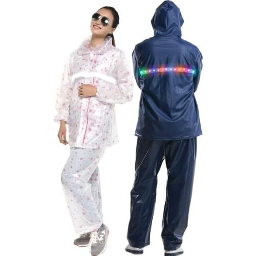 Raincoat rain pants suit self-luminous transparent adult men and women outdoor riding split motorcycle raincoat