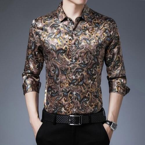 2021new mens high-quality luxury business casual long-sleeved shirts men Spring Autumn fashion slim printed formal dress shirts