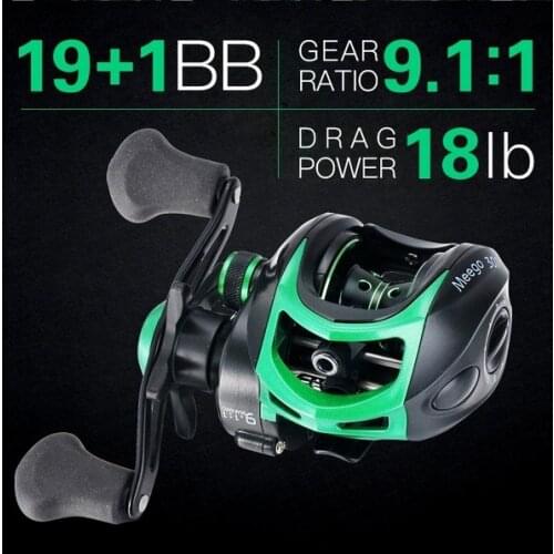 Fishing Baitcasting Reel All Metal Spool 19 1BB 8kg Max Drag Force Speed Ratio 9.1:1 Magnetic Metal Casting Fishing Reel -40