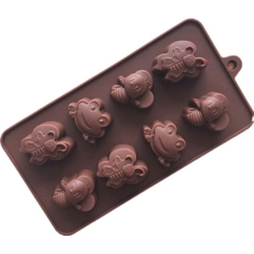 8 Cavity Animal frog Bee chocolate Mold Party DIY fondant baking Mould 23*11.8*2.3cm Pudding Jelly Cookies silicone molds