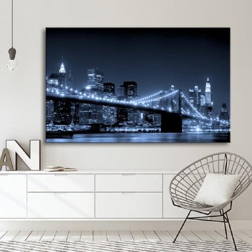 Modern New York Manhattan Bridge Landscape Canvas Prints Posters Canvas Paintings Wall Art Pictures Living Room Wall Art Prints
