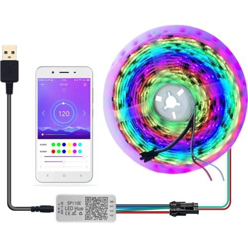 DC5V USB WS2812B Led Strip Light With SP110E Bluetooth Controller WS2812 Individually Addressable For Home Bedroom Decoration