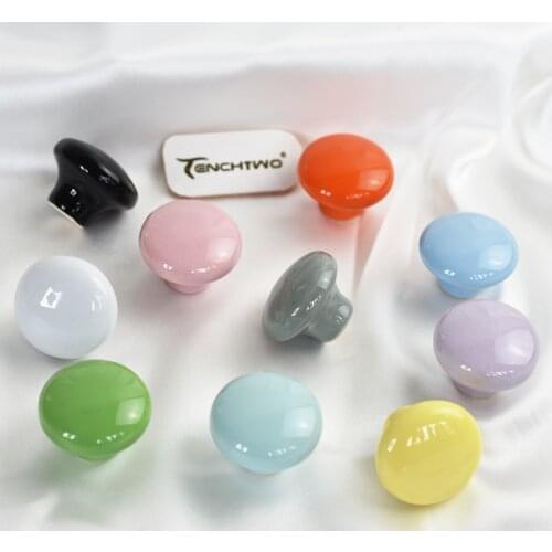 TENCHTWO Ceramics Children Furniture Handles Wardrobe Closet Drawer Door Knob Dresser Shoe Cabinet Pulls Kitchen Accessory