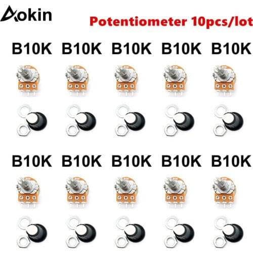 10 Pcs WH148 B1K B2K B5K B10K B20K B50K B100K 3Pin 15mm Shaft Amplifier Dual Stereo Potentiometer 1K 2K 5K 10K 50K 100K 500K