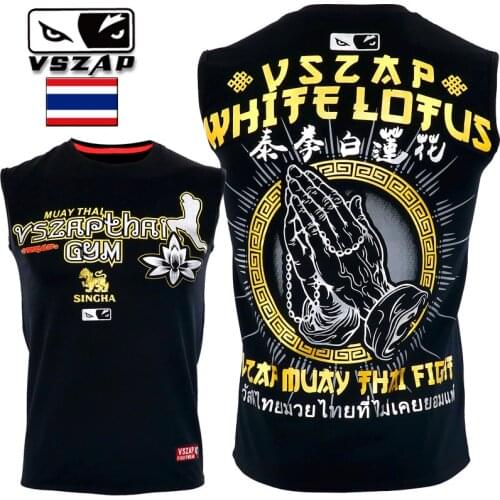 VSZAP Sleeveless MMA Boxing Sports Fighting Fitness Elasticity Kylin Jerseys Tights Trousers Sweat shirts boxing T Shirt