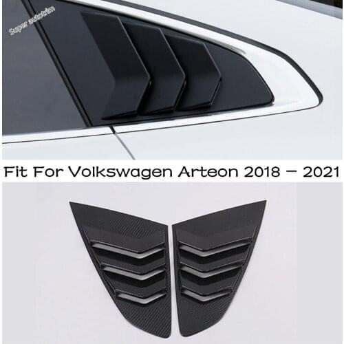 Rear Triangle Window Blind Louvers Scoop Cover Trim Black Matte / Carbon Fiber Accessories Fit For Volkswagen Arteon 2018 - 2021