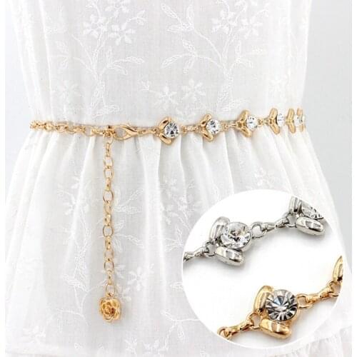 Belts For Women Chain Stretchy Strap Elegant Waist Belt Metal Designer Belts Luxury Diamond Female Thin Waistband Ceinture Femme