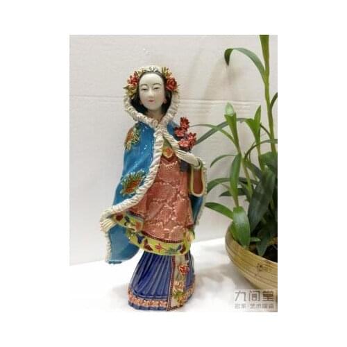 Winter girl Beauty figure Sculpture Shiwan ceramic figurine Chinese type sitting room porch wine cabinet furnishes classic belle