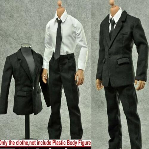 1/6 ZYTOYS Male Necktie Three-Piece Shirt Black Male Narrow Shoulder Suit Clothing Model Fit 12'' Action Figure