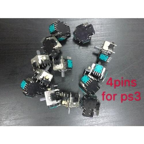 10pcs/lot Original 90% New Replacement 3D Analog Joystick 4 Pins For PS3 game controller 4pins 2colors send randomly