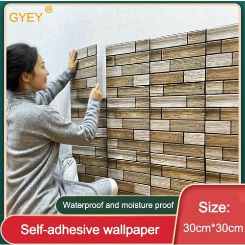 3D Wall Stickers PVC Wallpaper Self-adhesive Waterproof TV Background Wall Brick Pattern Living Room Kitchen Bathroom Renovation