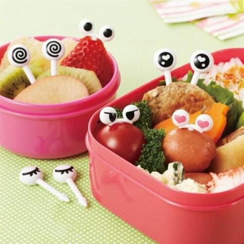 50 Pcs Assorted Fruit Forks Cartoon Mini Eyes Cute Reusable Fork for Sandwich Bento Appetizer