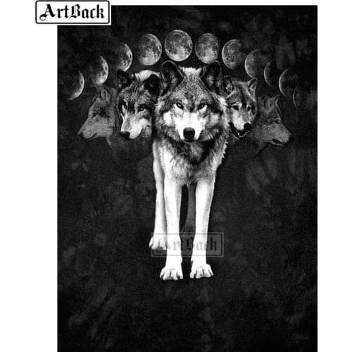 5D Diamond Painting Wolf Full Square Drill Resin 3d Diamond Embroidery Rhinestone Mosaic Decoration ARD267