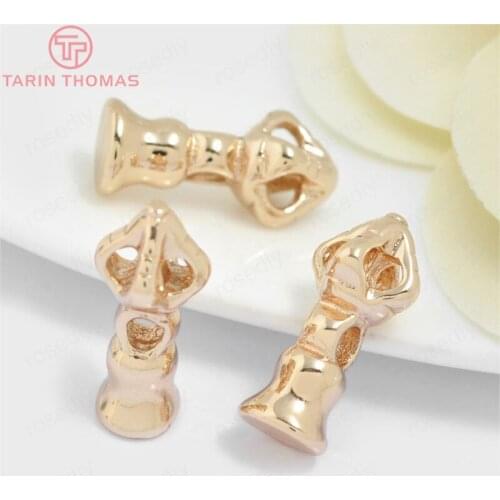 6PCS 8.5x28MM 24K Champagne Gold Color Plated Brass Special Spacer Beads Bracelet Beads High Quality Jewelry Accessories