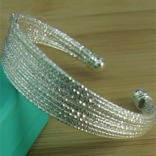 925 Sterling Silver Glitter Multi-Line Open Bracelets Bangle For Women Fashion Jewelry High Quality Free shipping Birthday Prese