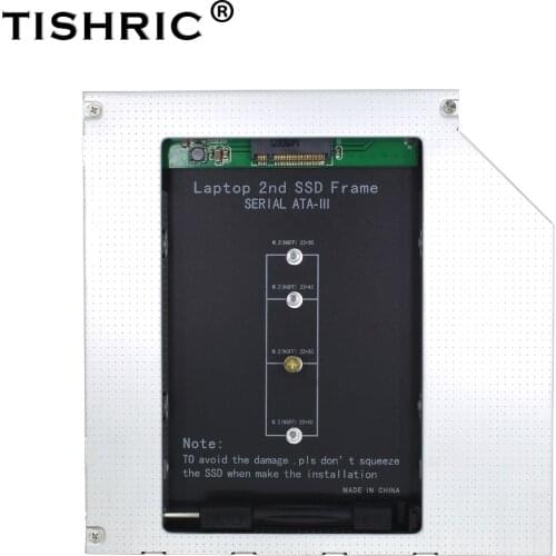 TISHRIC Aluminum NGFF M.2 M2 2nd HDD Caddy 9.5mm SATA 3 Optibay Hard Disk Enclosure Adapter DVD HDD 2.5 SSD Case For Laptop