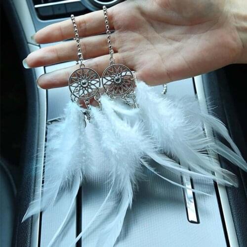 Car Dream Catcher With Feathers Handmade Wall Hanging Car Ornament Craft Wall Art Car Hangings Decor Home Decoration Wind Chimes