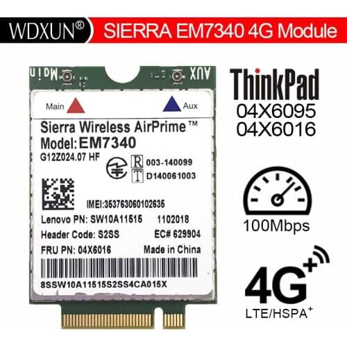 Wireless Sierra AirPrime EM7340 FRU 04X6095 4G LTE/HSPA Module For Lenovo ThinkPad 10/ Helix 2nd Gen/ X260 /T460/ T460S/T560