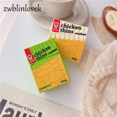 Brand Cookie Chicken Case For Airpods 1 2 Pro Food Box Soft Silicone Wireless Bluetooth Headphone Protective Cover Accessories