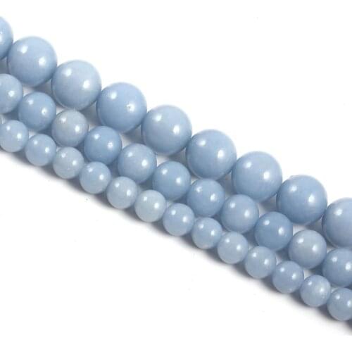 Natural stone beads Round Shape baby blue Angel Stone loose Spacer beaded for Jewelry Making Necklace DIY Bracelets Accessories