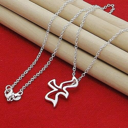 Big Promotion 925 Silver Chain Necklace Angel Fly Bird Pendant Necklaces for Women Girls Trendy Jewelry