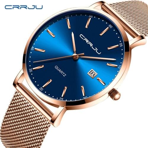 CRRJU Original Watches for Men Fashion Sports Waterproof Wristwatch Casual Analog Big Dial Quartz Movement Watch Relogio