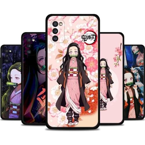 Phone Cover For Samsung A71 Case Black Funda for Galaxy A51 A11 A12 A21 A52 A42 A02s A02 Shell Demon Slayer Nezuko Anime