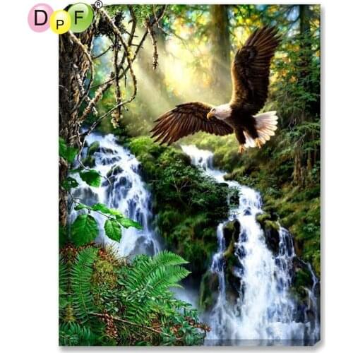 DPF Waterfalls and eagles 5D diamond embroidery crafts diamond painting cross stitch needlework diamond mosaic square home decor