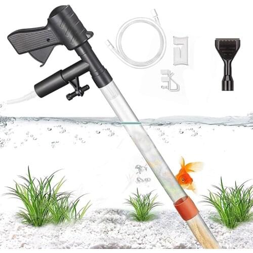 Hot Aquarium Vacuum Quick Gravel Cleaner Water Changer Extendable Siphon Vac with Air-Pressing Button